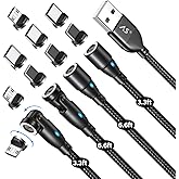 A.S Cable de carga magnético [paquete de 4, 3.3/3.3/6.6/6.6 pies]-3 en 1 cargador magnético de teléfono cable de transferenci