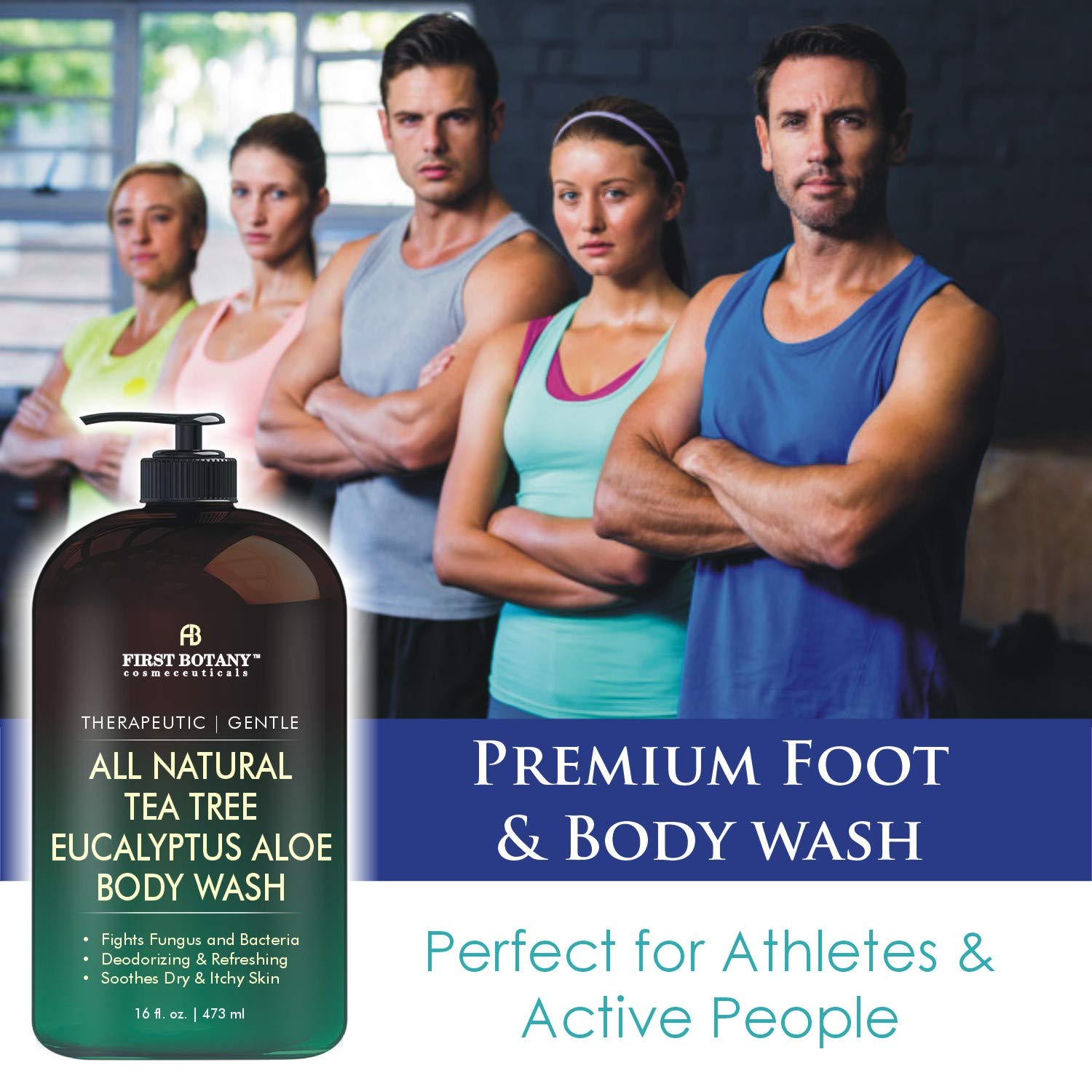 ALL Natural Tea Tree Body Wash - Fights Body Odor, Athlete’s Foot, Jock Itch, Nail Issues, Dandruff, Acne, Eczema, Yeast Infection, Shower Gel for Women & Men, Eucalyptus Aloe Skin Cleanser -16 fl oz : Beauty