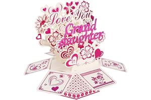 Love You Pop Up Card, 3D Happy Birthday Pop Up Card with Envelope & Greeting Cards Romantic Heart Flower Pattern for Aunt Mom