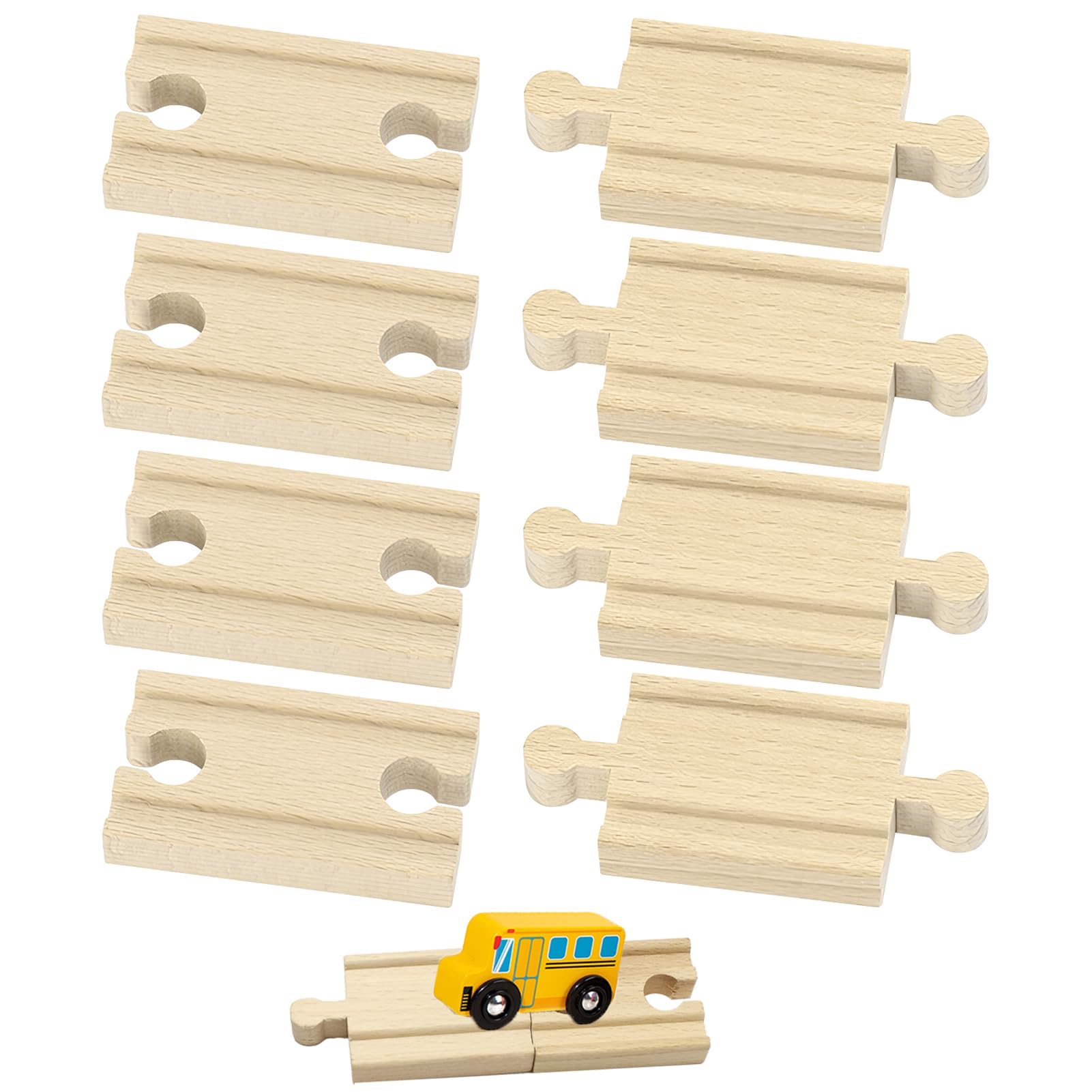 Goerpn 8Pcs Wooden Train Track Connectors Rail Connection Essential Accessories Adapters Compatible with All Wood Toy Railway Brands Tracks for Thomas Wooden Train Track, Brio World Train
