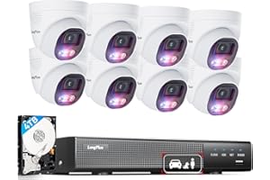 LongPlus 4K PoE Security Camera System, 12MP H.265+ 16CH NVR with 4TB HDD for 24-7 Recording, 8pcs Wired Home Security Camera System, Person Vehicle Pet Detection, CCTV for Businesses Home, LP8MEF8D1