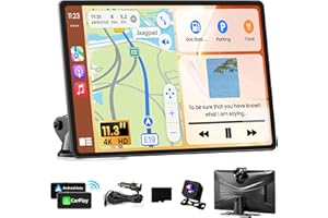 Portable Apple Carplay Screen for Car, 11.3" Extra Large Wireless Car Play & Android Auto Screen for Car, Car Stereo with 4K 