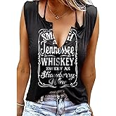 Smooth As Tennessee Tank Top Sweet As Strawberry Shirt Ring Hole Sleeveless Sexy V Neck Womens Retro Country Music Top