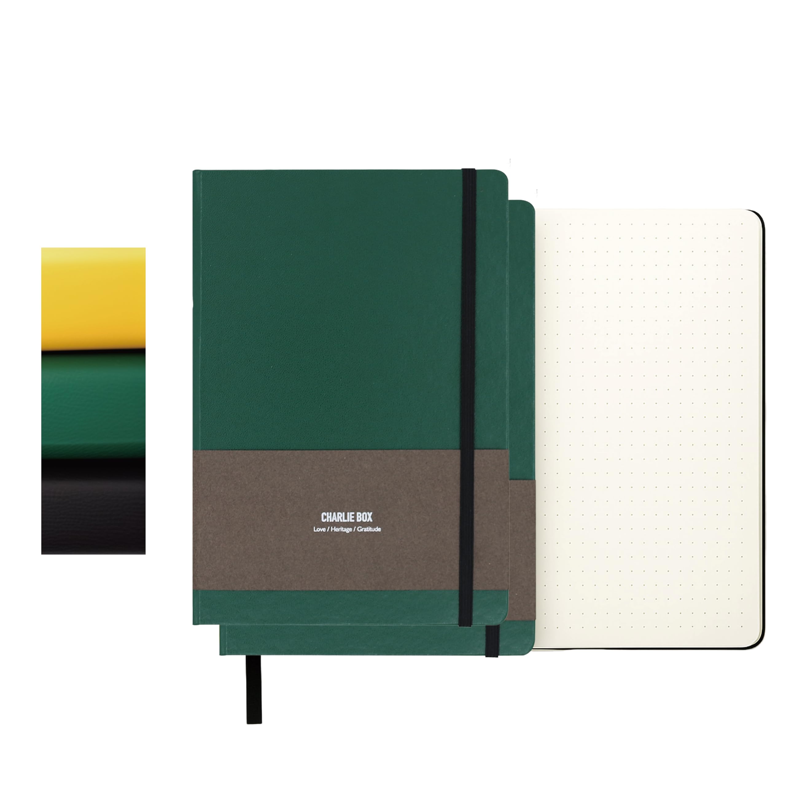 TUNJILOOL 2-Pack A6 Dotted Notebook - Leather Hardcover, 192 Pages 80GSM Thick Paper, Elastic Band & Inner Pocket for Creative Planning, Sketching, & Daily Notes