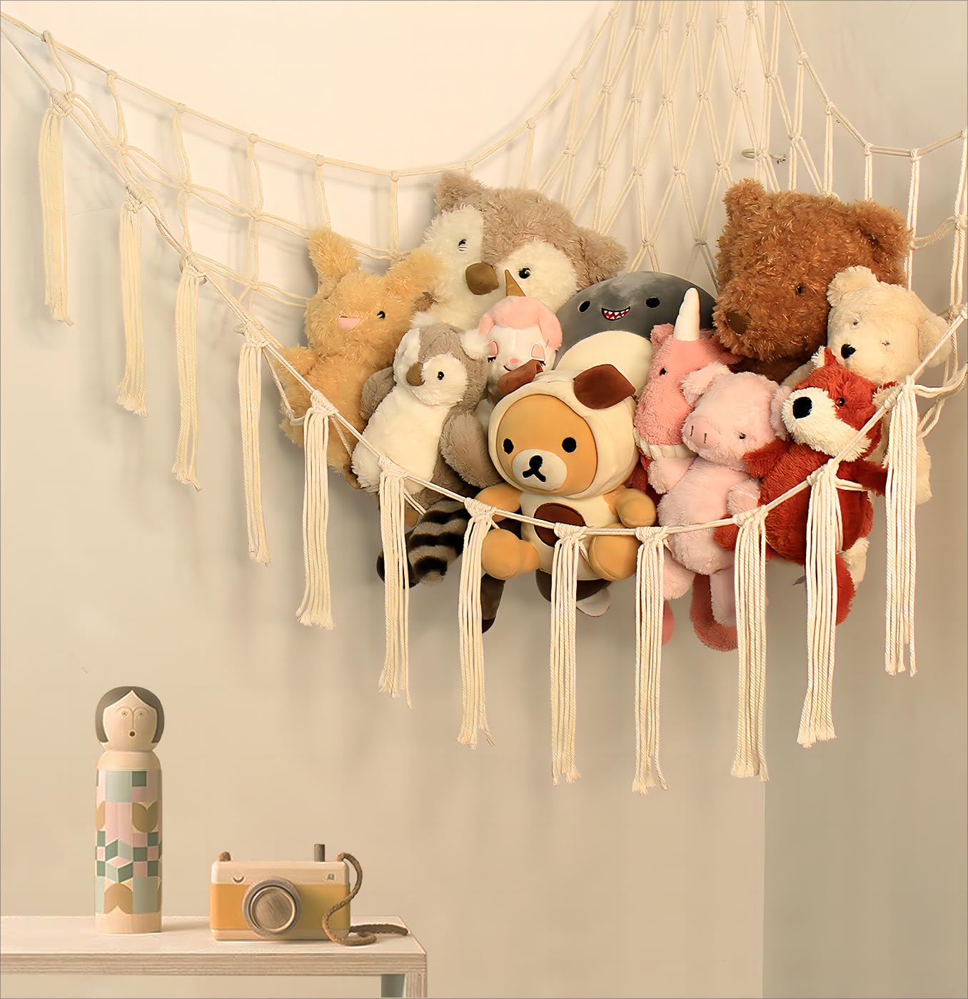 Stuffed Animal Storage Hammock Net - Toy Hammock Net for Stuffed Animals Corner - Hanging Stuff Animal Organizer Holder Large Size Baby Nursery Room Decor