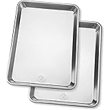 Professional Half Sheet Baking Pans - Aluminum Cookie Sheet Set of 2 - Rimmed Baking Sheet Set for Baking and Roasting - Dura