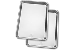 ULTRA CUISINE Jelly Roll Baking Sheet Pans - Professional Aluminum Cookie Sheet Set of 2 - Rimmed Baking Sheets for Baking and Roasting - Durable, Oven-safe, Non-toxic, Easy Clean, Commercial Quality - 16x11-inch