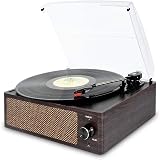 Platine Vinyle Rétro SHUMAN Bluetooth - 3 Vitesses (33/45/78 Tr/min) - Enregistrement USB, Sortie RCA - En Chêne, Design Vintage - 6