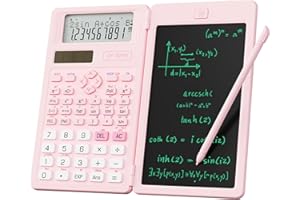 NEWYES Cute Scientific Calculator for Girls Students, 82 MS Foldable Science Calculator with Notepad Middle and High School Supplies, Pink