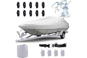 CHEYIBAO Universal Boat Cover Fits 17'-19'Long Beam Width up to 90" V-Hull Fishing, bass, tri-Hull Trailerable 420D UV Resistant Waterproof Oxford Fabric, Black