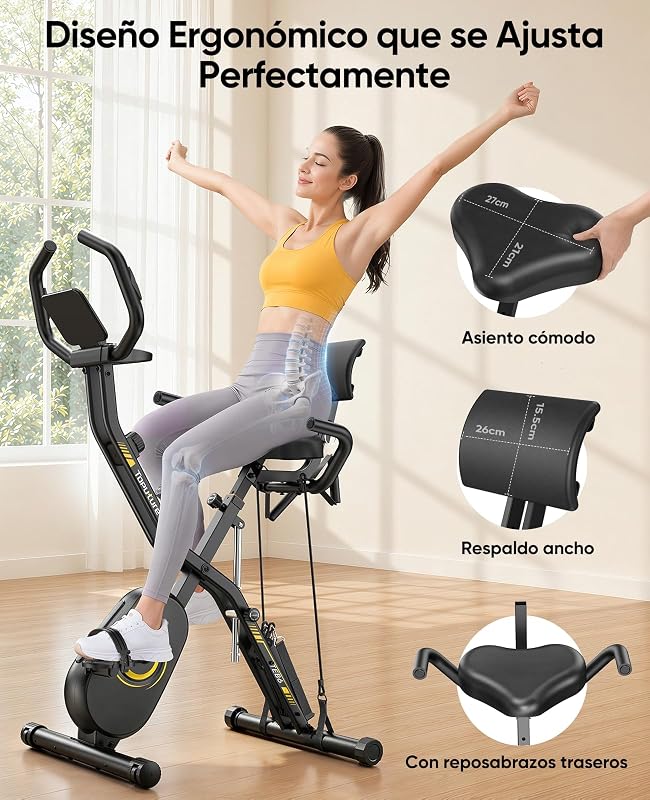 Bicicleta ergométrica magnética dobrável 5 em 1 Pro com APP, estável
