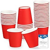 Prgery 50 Pack 3oz Red Paper Cups,Mouthwash Cups, Disposable Bathroom Cups,Small Paper Cups 3oz Ideal for Bathroom,Supermarket,Birthday Party,Picnic and BBQ