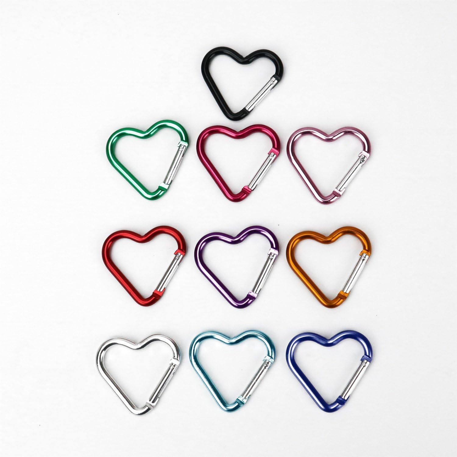 10 Pcs Heart Shaped Aluminum Alloy Keychain Clip Carabiner Snaphook Hook Holder Aluminum Heart Carabiner Hook Clip Key Holder Ten: Office Products