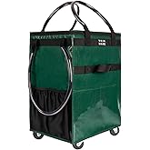 Reusable Grocery Bag On Wheels Shopping Trolley with 8 Pockets and Zipper Cover Foldable Rolling Tote, Heavy Duty Handles, Carries Up to 66 LBS Medium