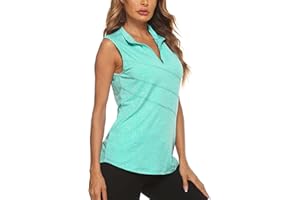 Koscacy Women's Sleeveless Golf Tennis Polo Shirts Zip Up Dry Fit Workout Tank Tops Athletic Shirt