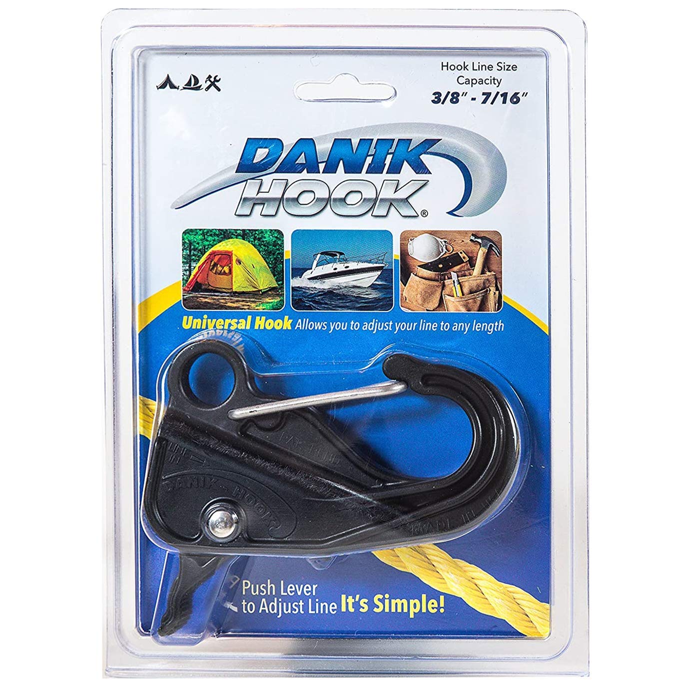 Danik-Hook - Easy to Use, Knotless Anchor System- Perfect for Boats, Wave Runners, Buoy's, RV's, Campers, Fishing, and All Outdoor Sports - Never Tie a Knott Again, 100's of Uses, Reliable and Non Scratching Holding up to 500 Pounds with Quick Release - Made From Glass Filled Thermo Plastic with a Rock Solid One-year Warranty. by Danik Hook