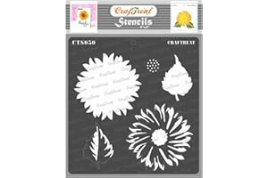 CrafTreat Layered Sunflower Stencils for Painting on Wood, Canvas, Paper, Fabric, Floor, Wall and Tile - Sunflower Stencil - 6x6 Inches - Reusable DIY Art and Craft Stencils for Painting Flowers