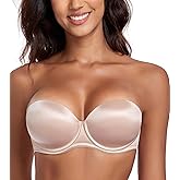 Lemorosy Strapless Push Up Bras for Women Underwire Thick Padded Multiway Convertible Everyday Bra