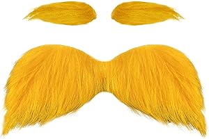 Luvfamday Yellow Mustache and Eyebrows Cosplay Costume Accessories Funny Party Favors Men Women