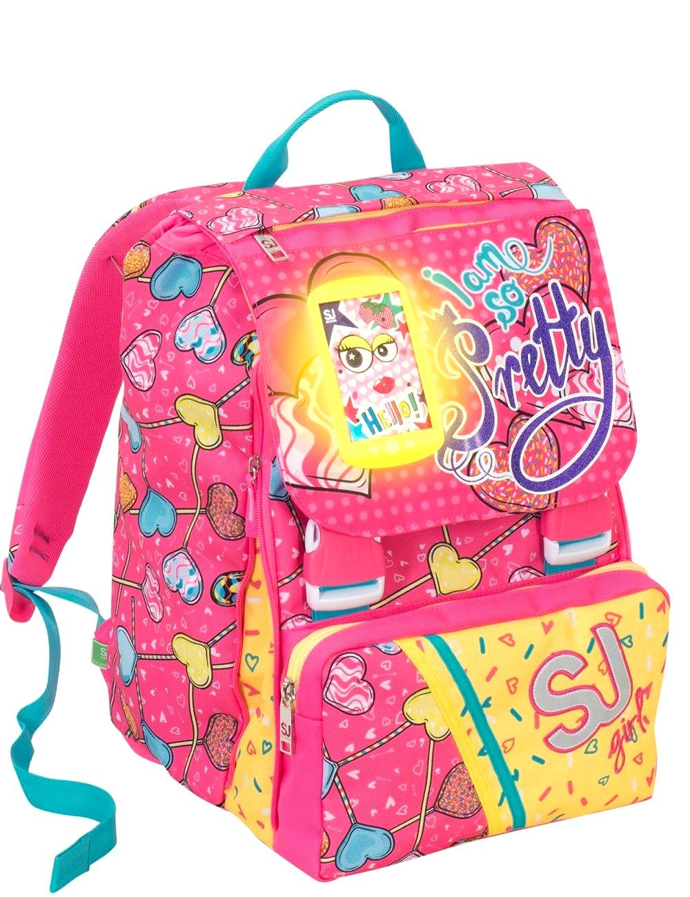 DUSKABLE Backpack - SJ Girl Fuxia Fluo - Product Code: 2C2001805-382 Fluo Pink and Yellow