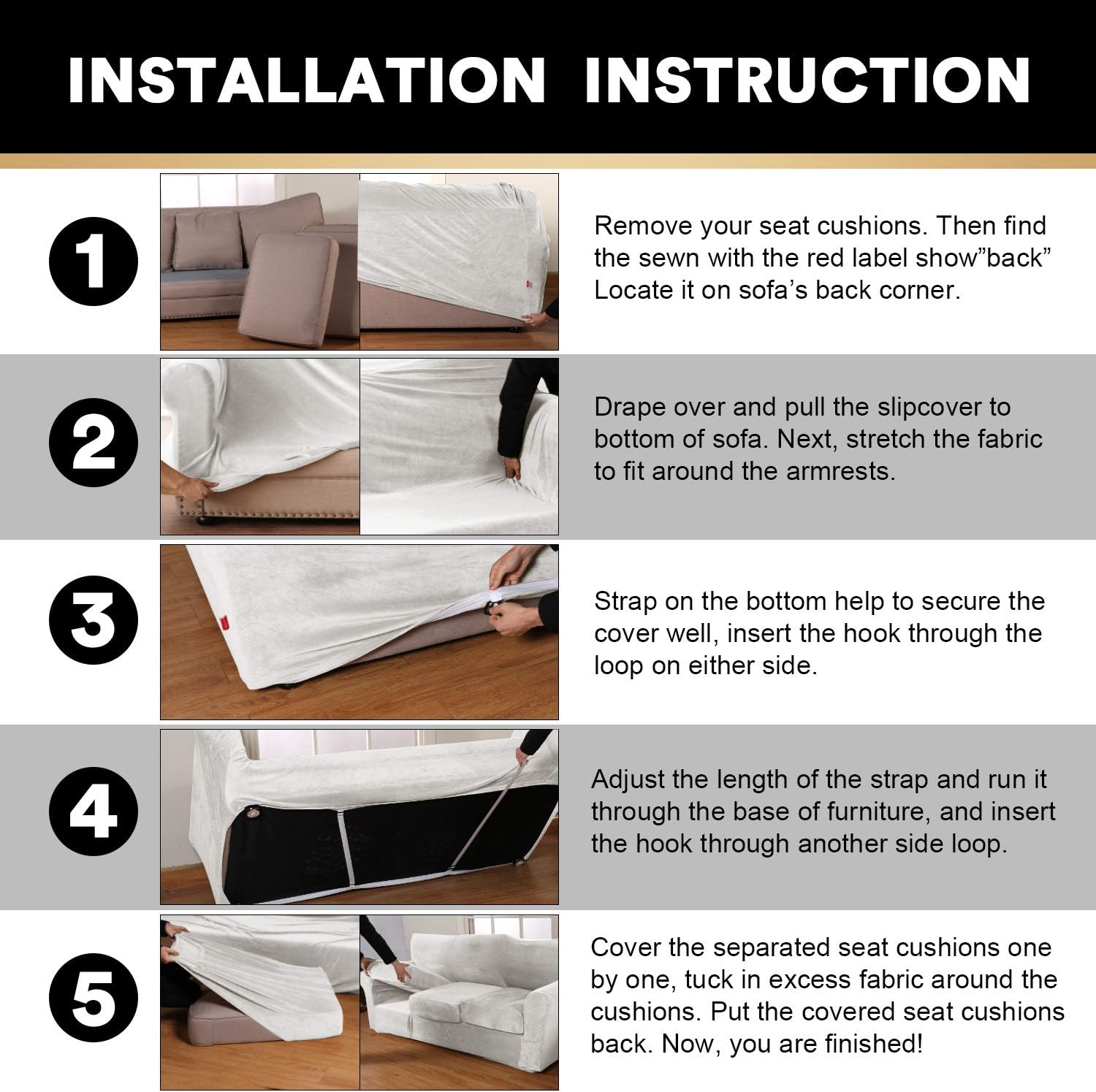 3 Pieces Sofa Covers Stretch Velvet Couch Covers for 2 Cushion Sofa Slipcovers Soft Sofa Slip Covers with 2 Non Slip Straps Furniture Covers with 2 Individual Seat Cushion Covers (Loveseat, Off White): Home & Kitchen