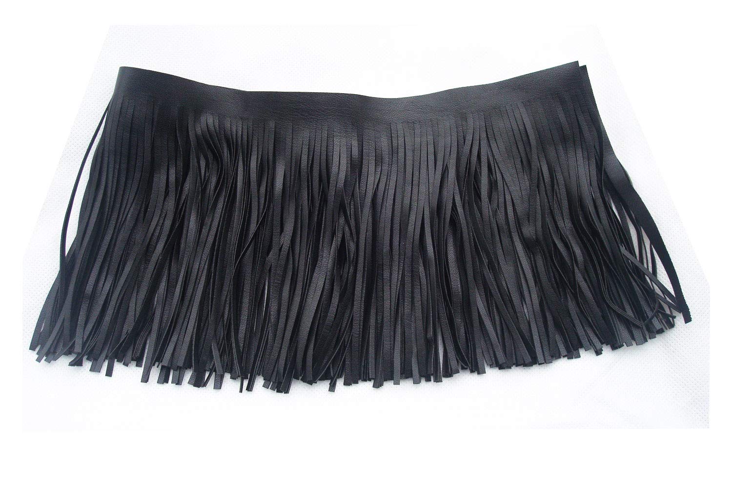 PU Leather Tassels Lace Trims Adornment DIY Craft Cloth Bag Shoes Row Fringe,Pack 1 Metre (Black)