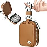 Ephoou Earphone Case for AirPods 4/3/ 2/1/ AirPods Pro 3 with Carabiner, PU Leather Pouch Bag with Zipper, Travel Storage Bag for Wireless Earbuds, Wired Earphones and Charging Cables EB-Brown