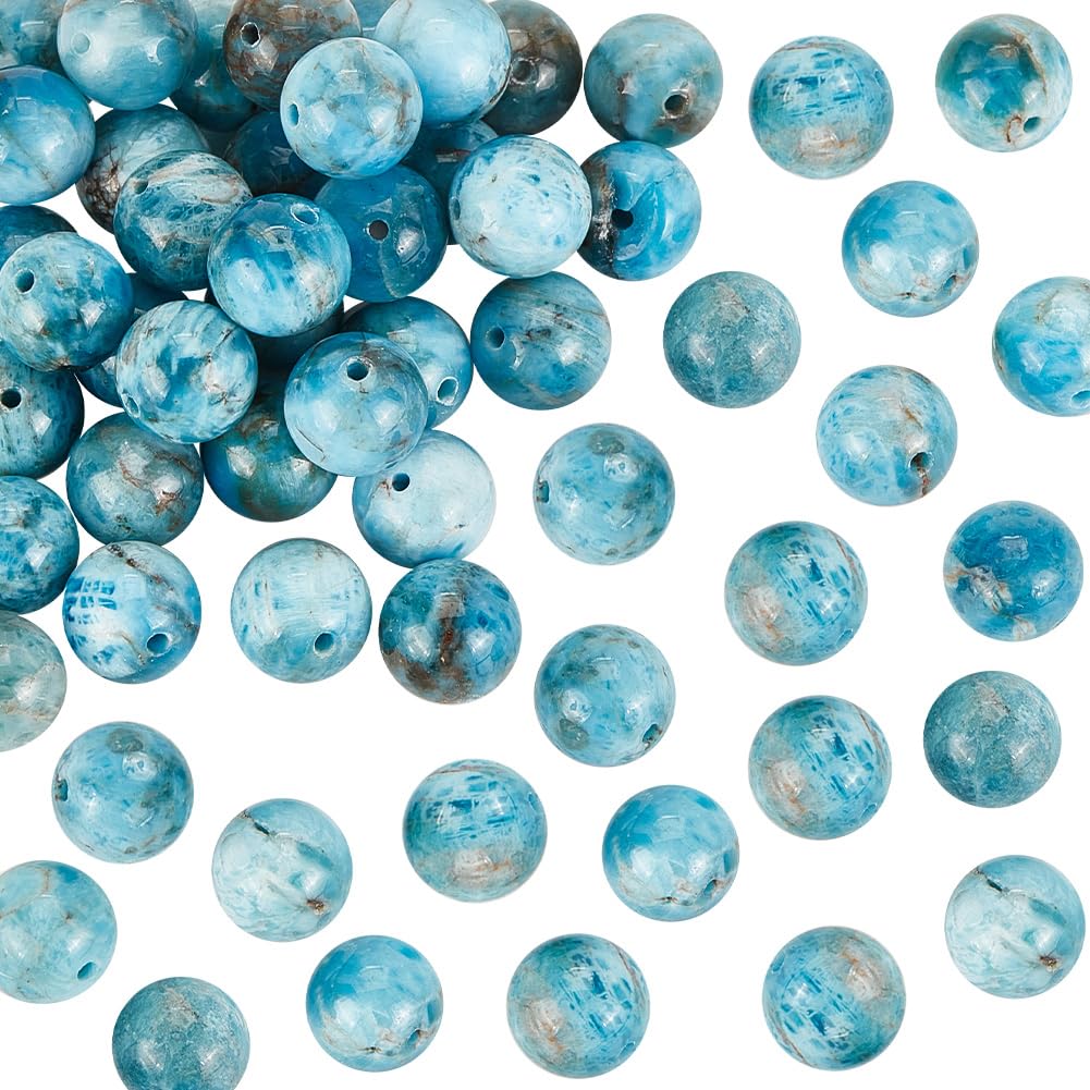OLYCRAFT 48~50pcs Natural Apatite Beads 8mm Ocean Blue Apatite Beads Gemstone Beads Energy Stone Round Loose Beads for Bracelet Necklace Jewelry Making — image 1