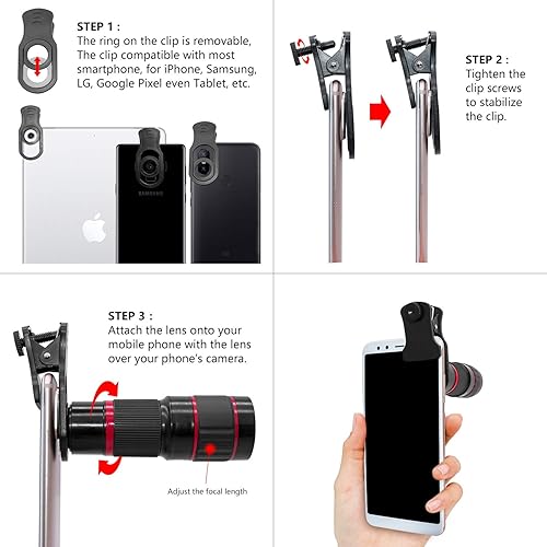 Cell Phone Camera Lens, 20X Zoom Telephoto Lens, Smartphone Lens