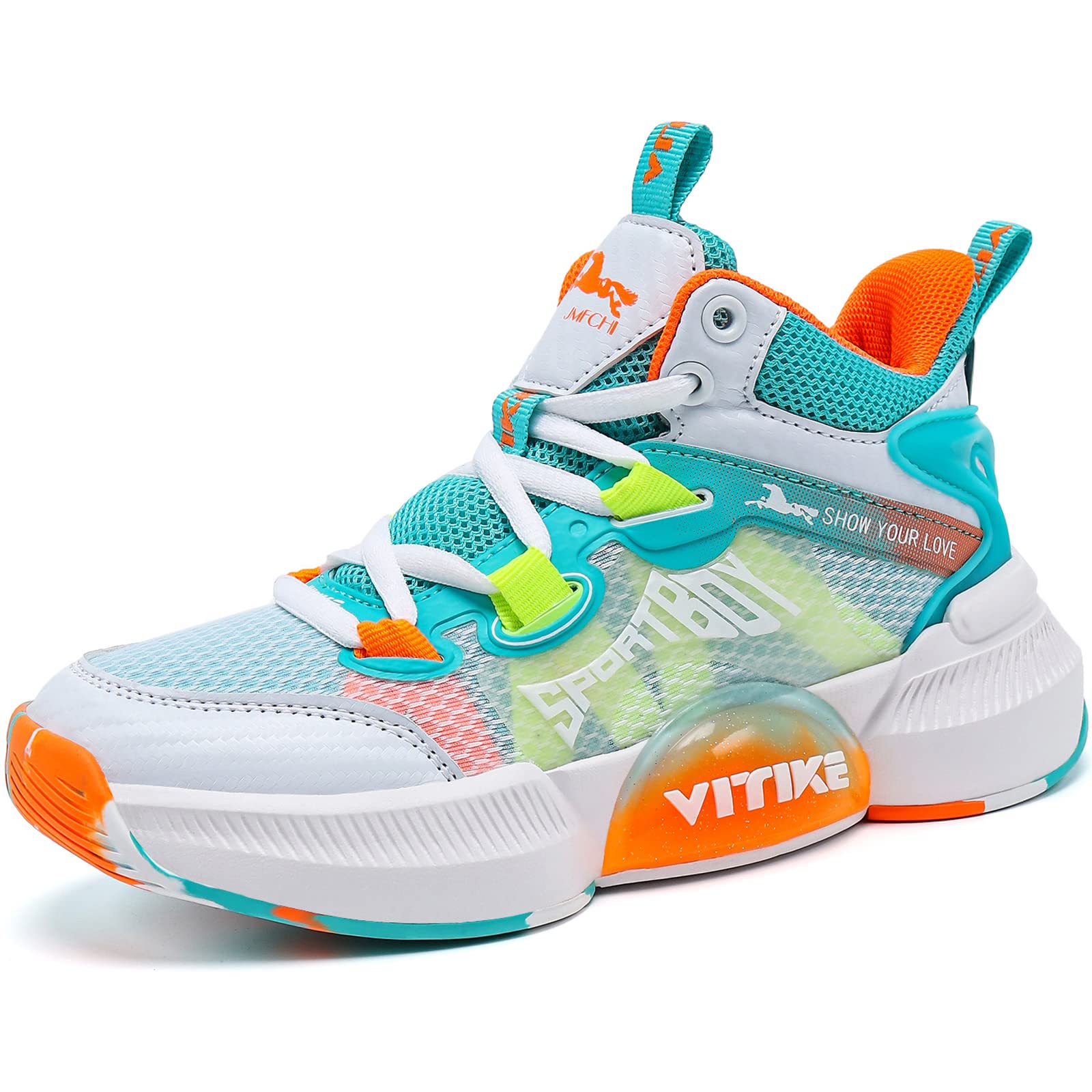 JMFCHI Kids Basketball Shoes High-top Sports Shoes Sneakers Durable Lace-up Non-Slip Running Shoes Secure for Little Kids Big Kids and Boys Girls
