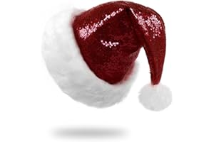 Tokforty Santa Hats, Santa Hat for Adults, Unisex Sequin Christmas Hats for New Year Festive Party Christmas Supplies