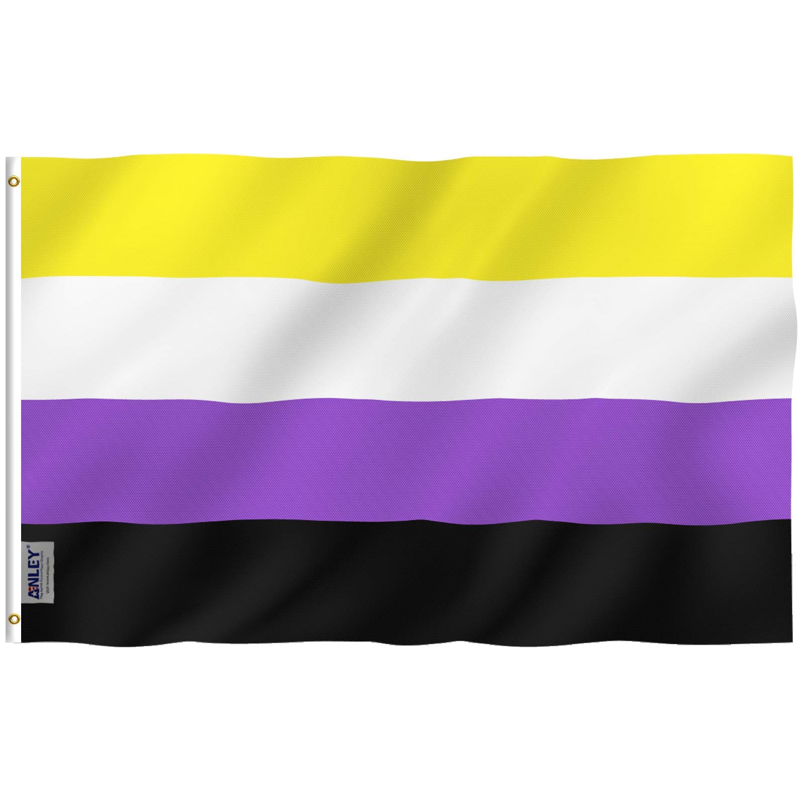 ANLEY Fly Breeze 3x5 Foot Non-Binary Pride Flag - Vivid Color and UV Fade Resistant - Double Stitched - NB Pride Genderqueer Gender Identity Flags Polyester with Brass Grommets 3 X 5 Ft