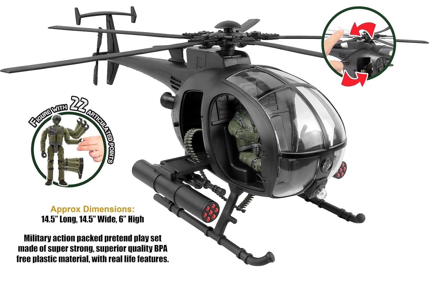 Click N Play Military Attack Combat Helicopter Piece Play Set With Accessories Playsets Co Toys Games