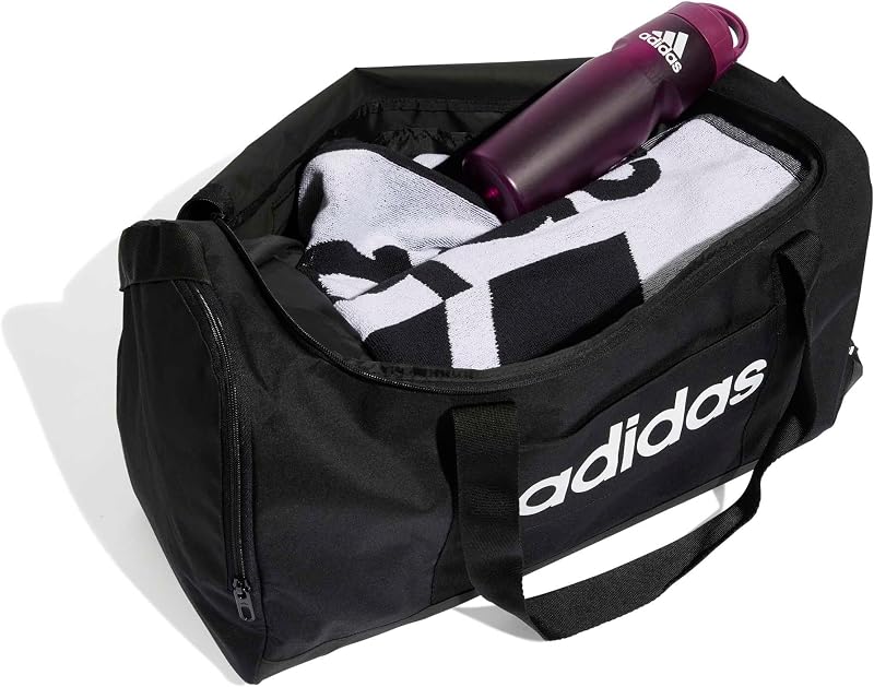 Unisex Adulto Essentials Linear Duffel Bag Duffel Bag, Black/Black/White, M