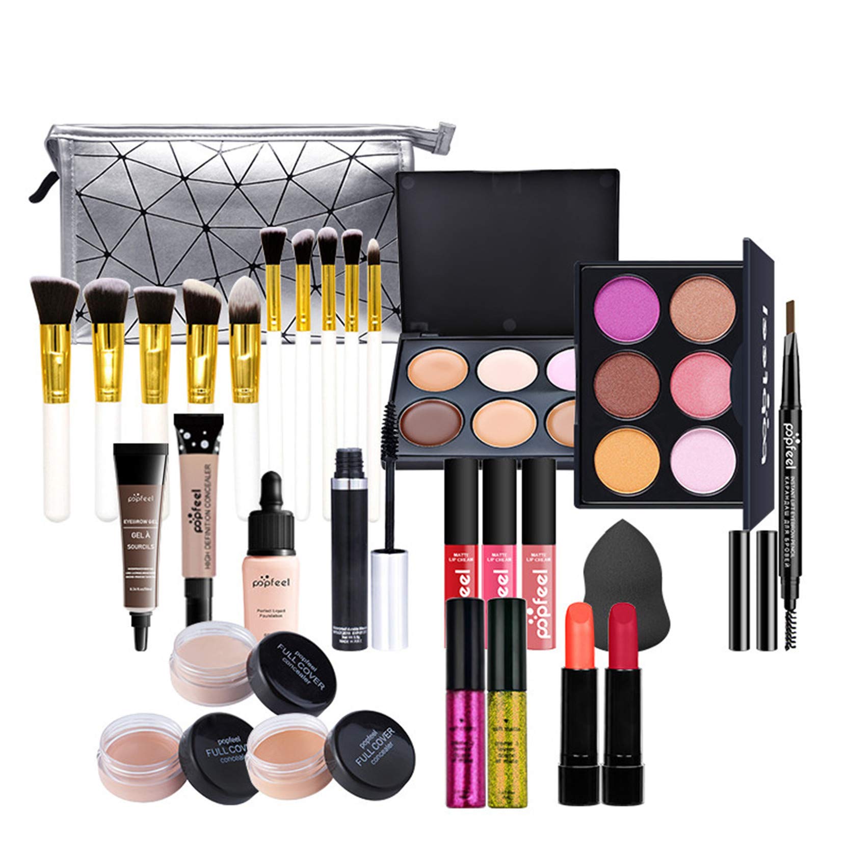 Professional Makeup Set,MKNZOME Cosmetic Make Up Starter Kit With Makeup Bag Portable Travel Make-up Palette Birthday Xmas Gift Set Full Sizes Eyeshadow Foundation Lip Gloss for Teenage & Adults