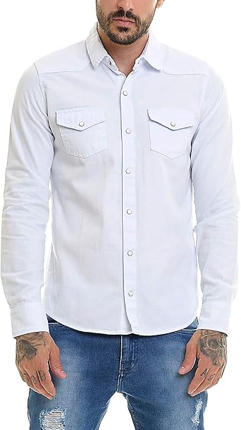 camisa slim branca masculina