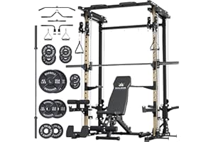 MAJOR FITNESS Drone3 Smith Machine, 2500lbs All-in-One Home Gym Power Rack with Dual Pulley System for Cable Crossover, Pull-Up Bars, T-Bar & Squat Station, Heavy-Duty Full-Body Workout Equipment