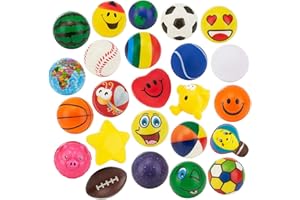 Neliblu Bulk Pack of 2.5" Stress Balls -24 Pack Treasure Box Classroom Prizes, Fidget Toys, Party Favors, Grip Strength Trainer in Assorted Designs and Colors for Kids, Adults and Teens