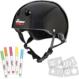 Wipeout Unisex Youth Dry Erase Bike Helmet Black Ages 8+ Stencils Markers view 1