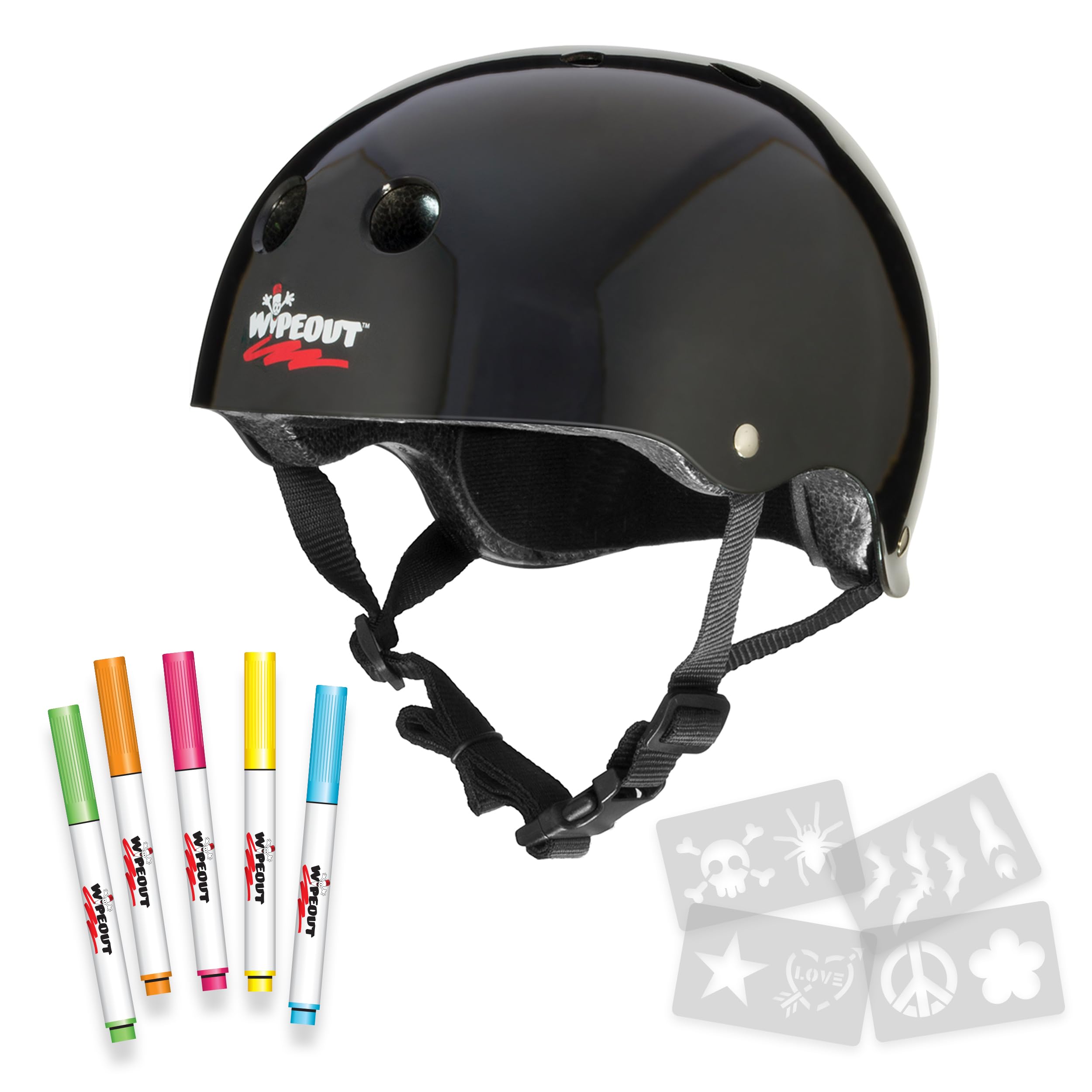 Wipeout Unisex Youth Dry Erase Bike Kids Helmet, Black, Ages 8 UK