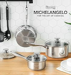 MICHELANGELO Stainless Steel Saucepan Set with Lids