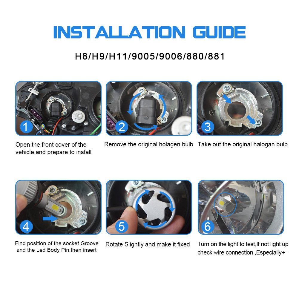 2PCS LED Headlight Low Beam Light High Beam Light Fog Light All-in-One Conversion Kit 9005 H10 HB3 Base 72W 6500K 8000Lm Xenon White Universal Fit Acura BMW Cadillac GMC Honda Lexus Mazda Oldsmobile