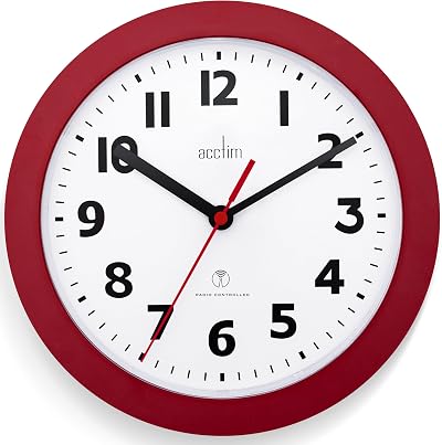 Acctim Parona 74314 Red Radio Controlled Wall Clock 23cm Diameter