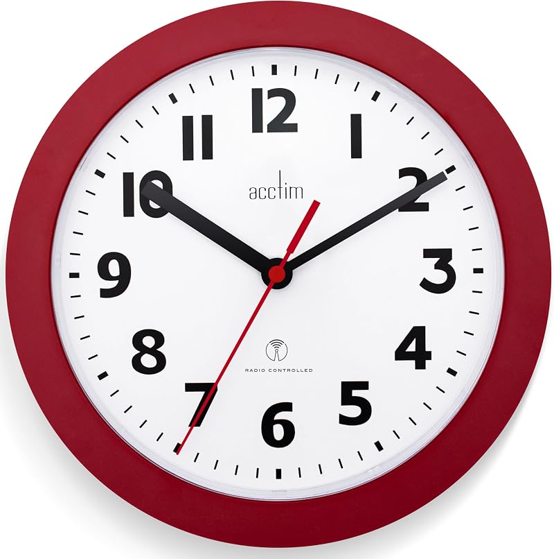 Acctim Parona 74314 Red Radio Controlled Wall Clock 23cm Diameter