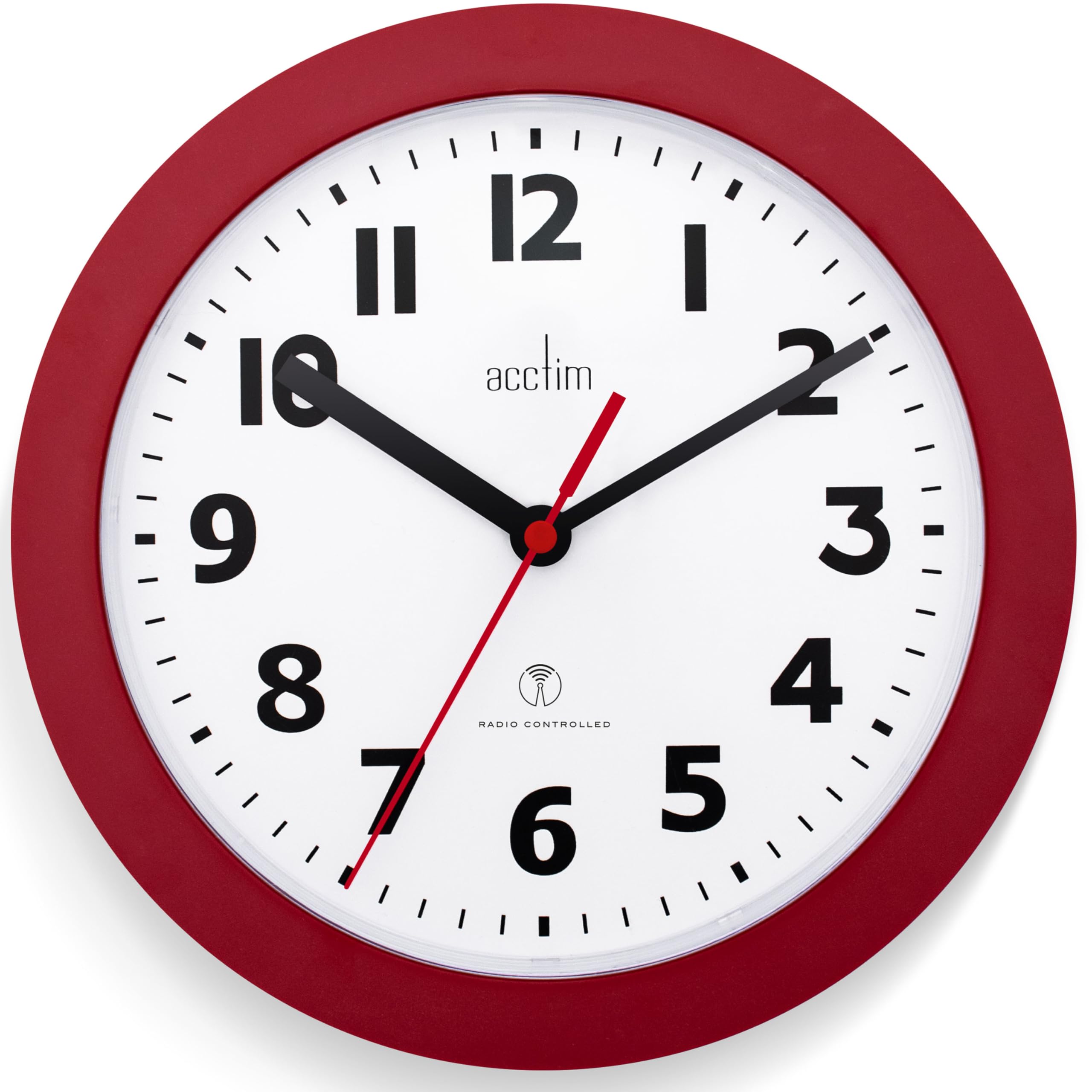 Acctim 74314 Parona, Red Radio Controlled Wall Clock, 23cm Diameter