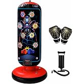 Lorveina Kids Inflatable Punching Bag with Gloves, Light Sound Game Modes