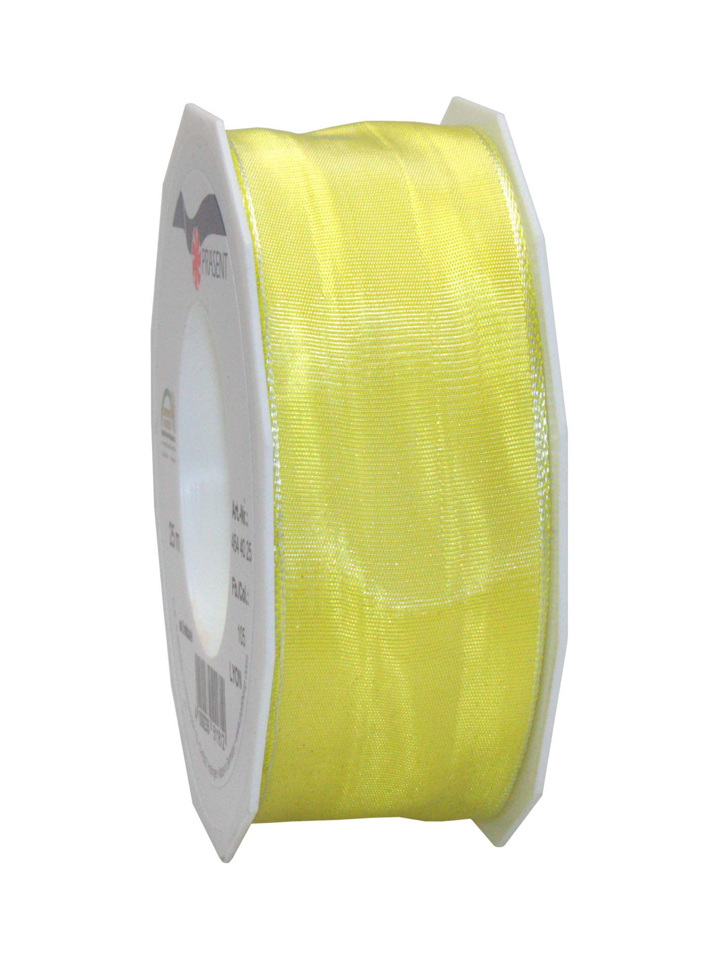 Präsent - Lyon Wired Taffeta Ribbon Light Yellow 40 mm Width, 25 m Length
