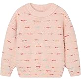 Mud Kingdom Girls Fuzzy Sweater Pullover Colorful Stripes Fashion Knitwear for Toddler Casual