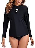 Halcurt Women's Long Sleeve Rash Guard Swim Top