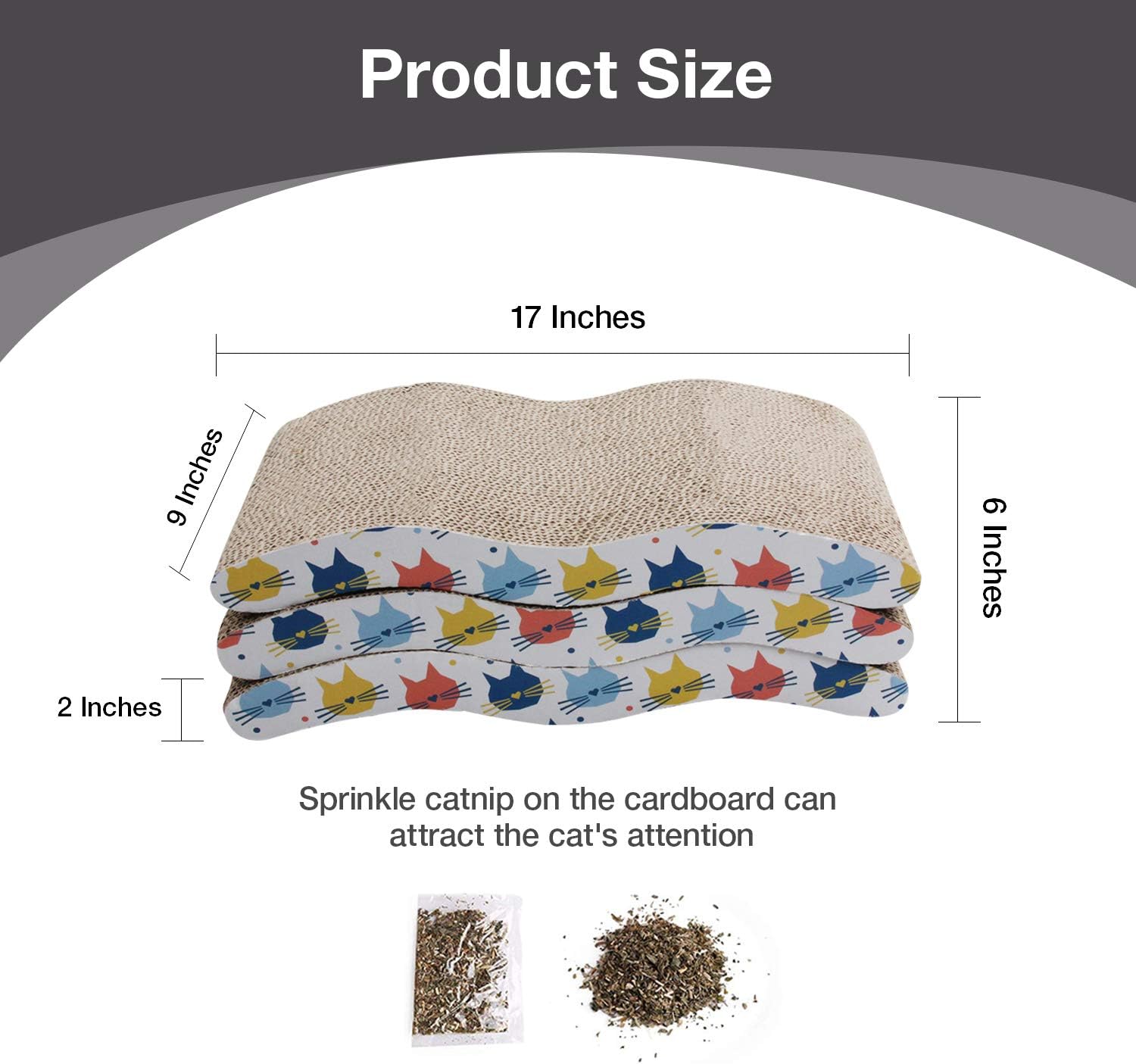 Pet Prime 3PCS Cat Scratcher Cardboard Board 3 Pack Cat Recycle Corrugated Scratching Pad Cat Scratching Lounge Sofa Bed Wave Shape Cat Scratch Pad with Catnip : Pet Supplies